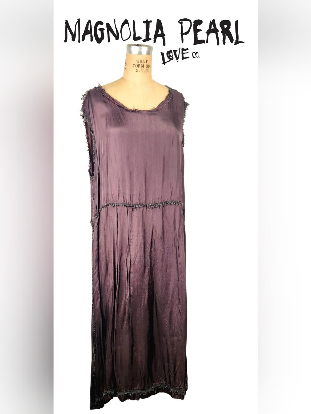 Magnolia Pearl Deep Eggplantish Black Silk Slip Dress